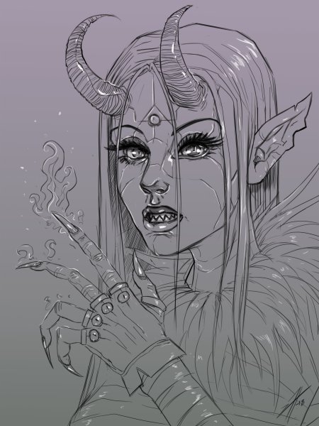 Нарисовать девочку демона