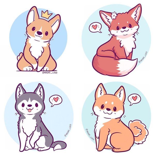 Кавайные животные лиса