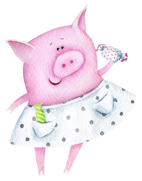 Поросенок акварелью