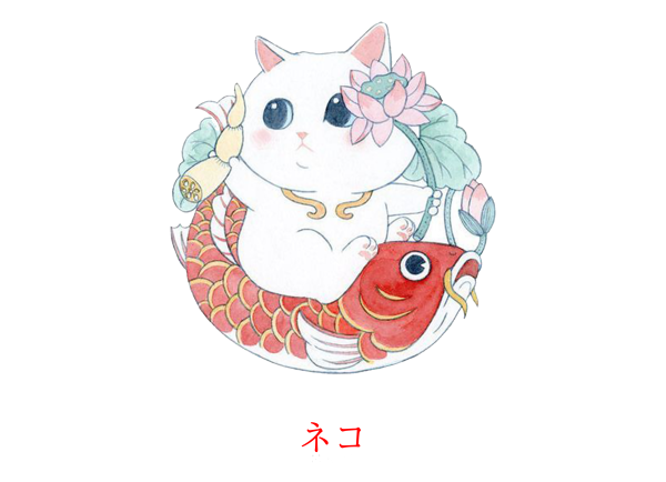 Японский котик арт