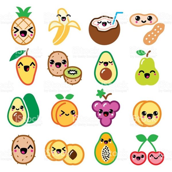 Милые кавайные фрукты