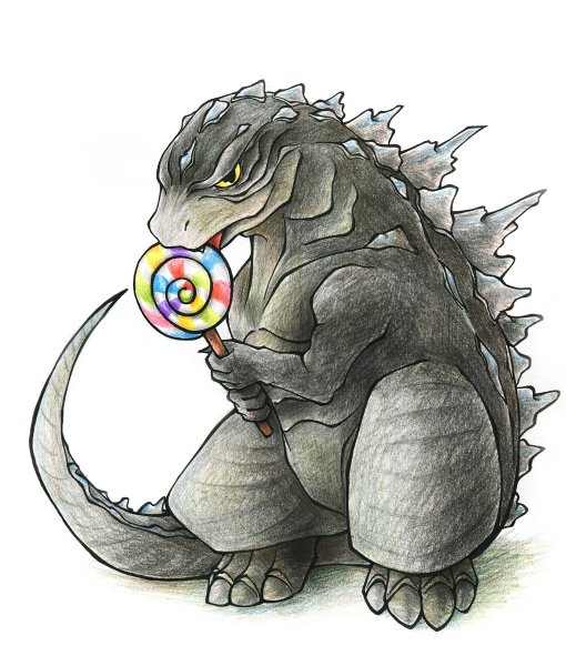 Годзилла арт Чиби