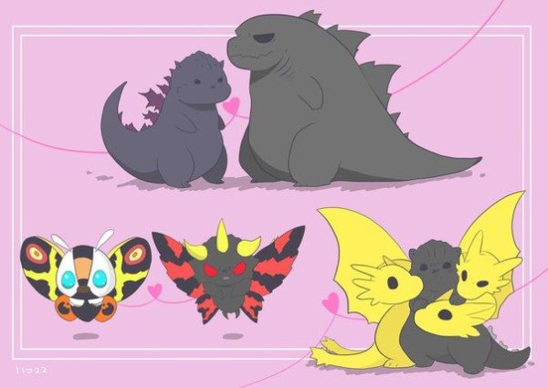 Годзилла арты милые