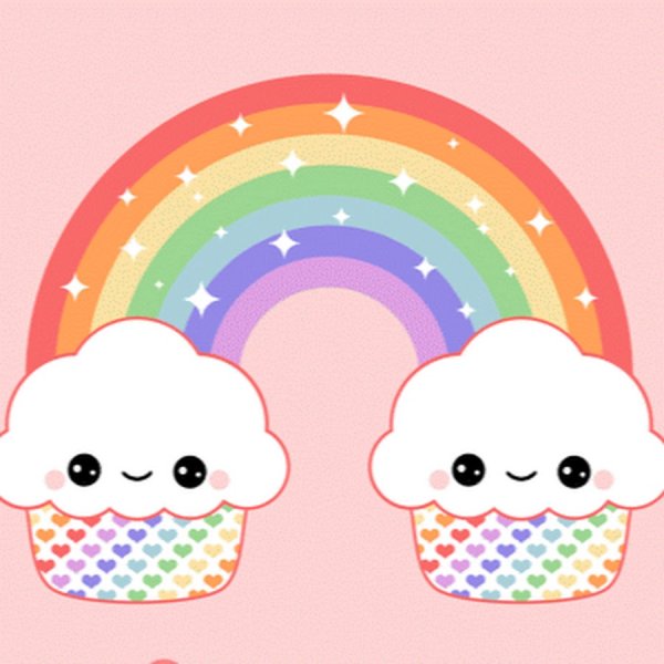 Кавайное облачко с радугой
