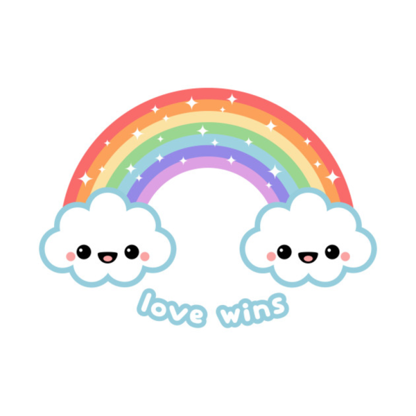 Милые облака с радугой