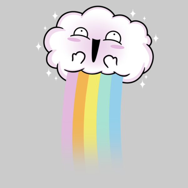 Милые облака с радугой