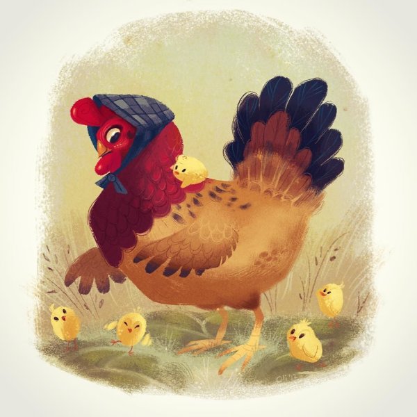 Курица с цыплятами для детей