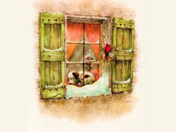 Зимнее окошко рисование