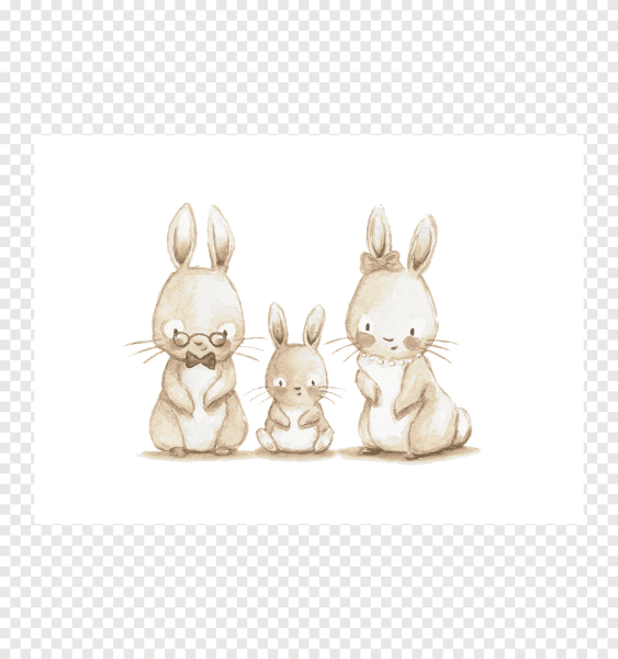 Акварельные зайчики семья