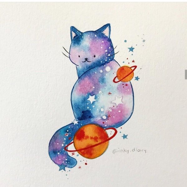 Милые котики акварель