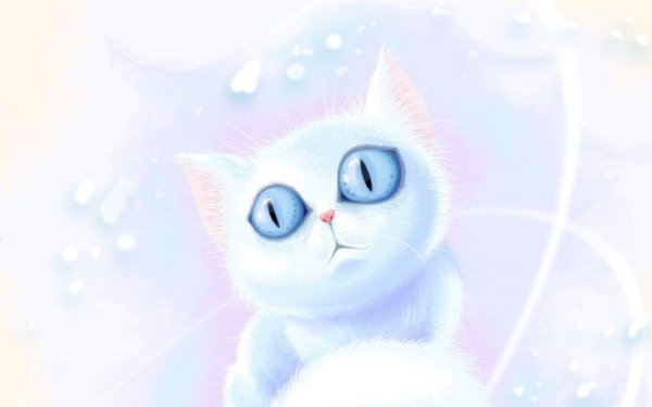 Белый кот мультяшный