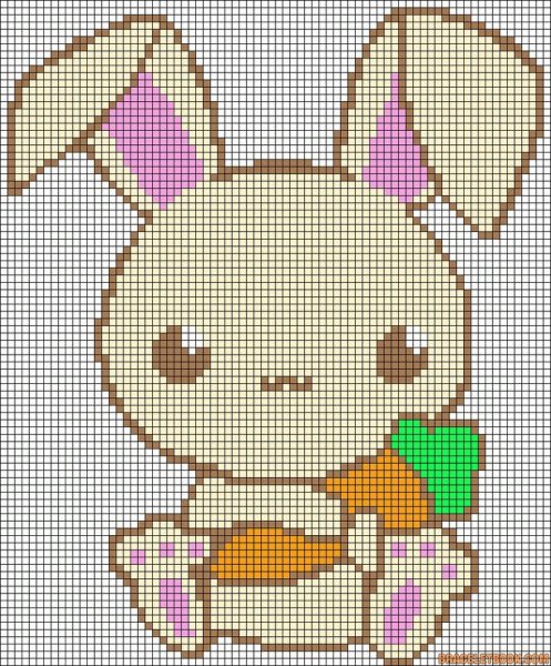 Кавайные рисунки по клеточкам