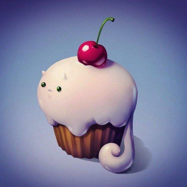 Кекс с вишенкой арт