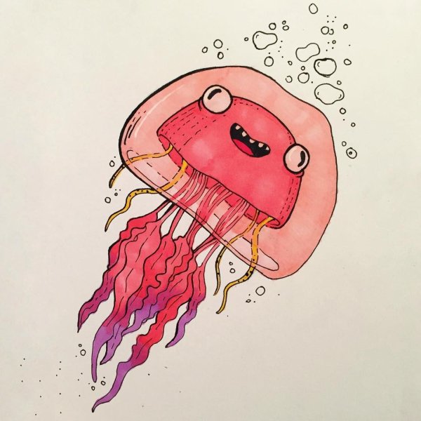 Медуза гуашью
