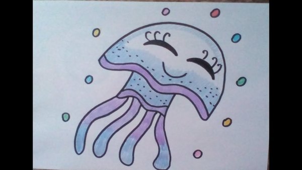 Медуза рисунок маркерами