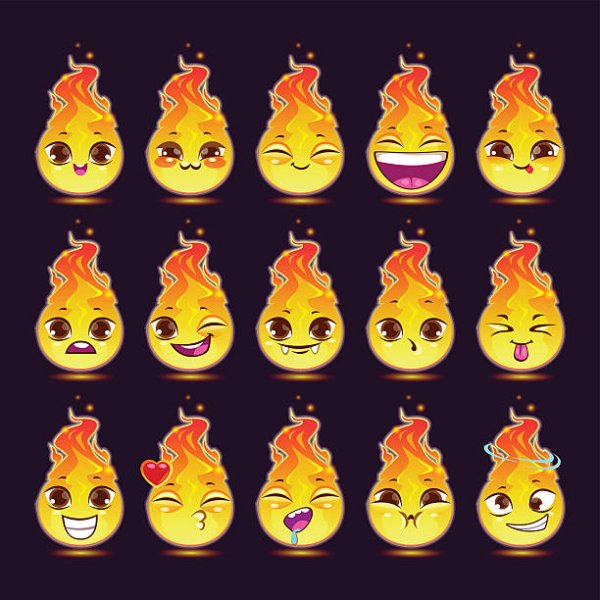 Смешной огонь мультяшка