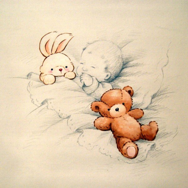 Новорожденный акварель