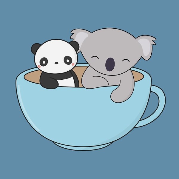 Коала обнимает панду