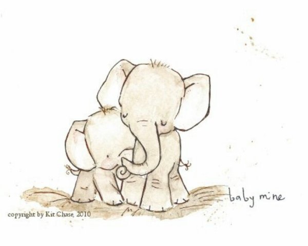 Милые слоники карандашом