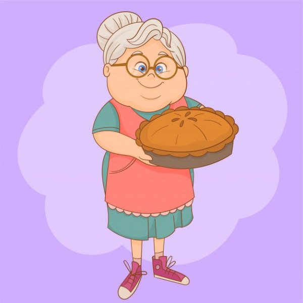 Бабушка с пирогом вектор