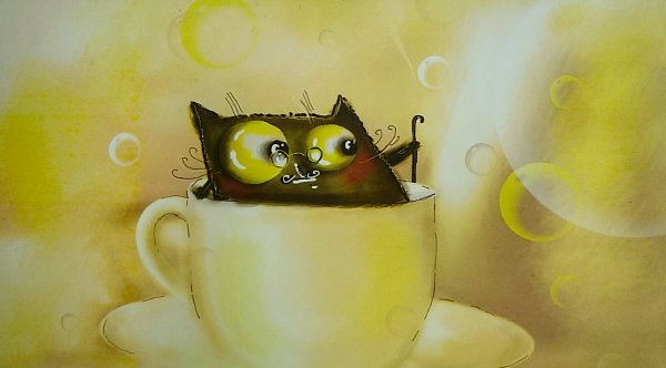 Чайные котики иллюстрации