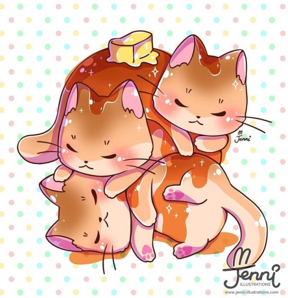 Кавайные котики арт