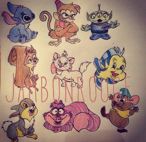 Персонажи Дисней для срисовки животные