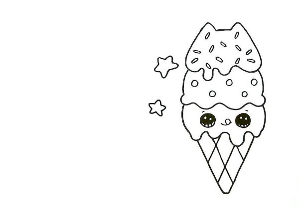 Раскраска мороженое милое