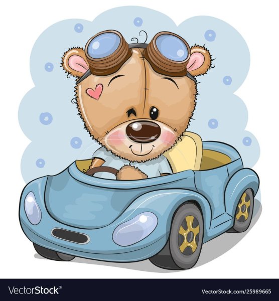 Мишка Тедди на машине