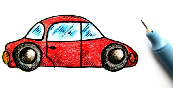 Машина цветная рисунок легко