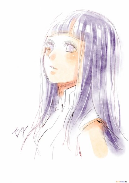 Хината Хьюга с белыми волосами