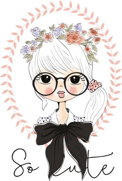 Мультяшная девочка с коричневыми волосами