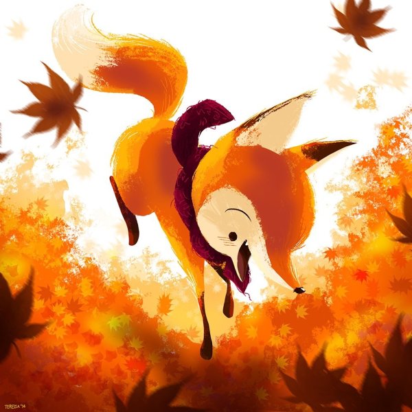 Осенняя лиса арт