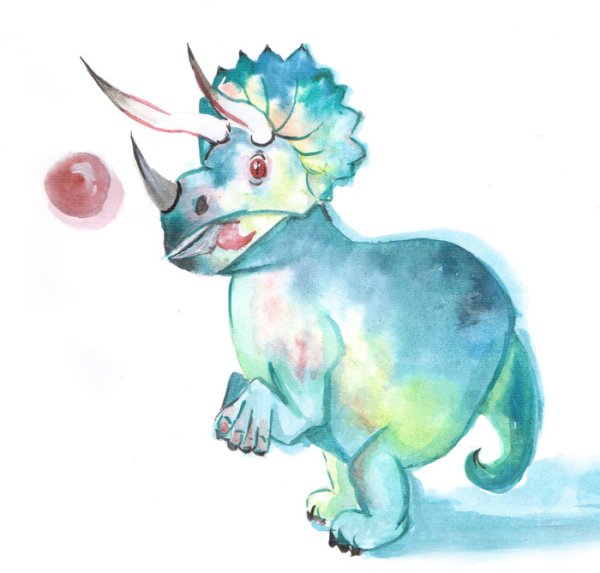 Динозаврики акварелью