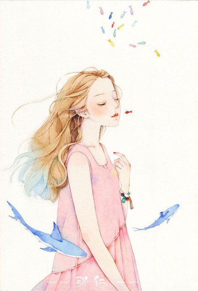 Девочка акварель