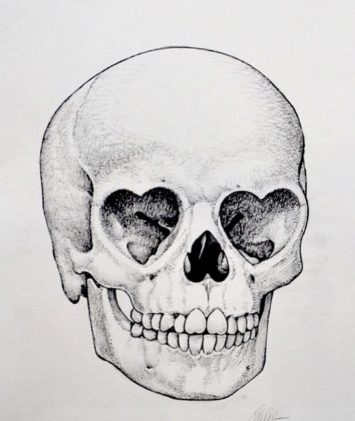 Череп простым карандашом