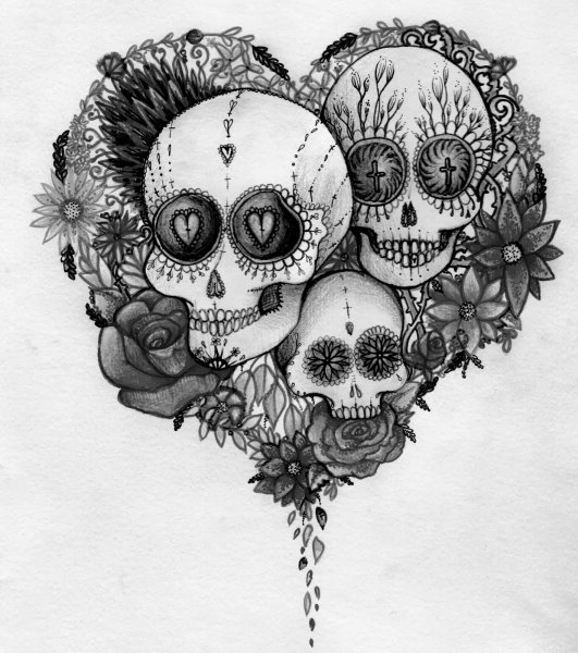 Тату череп маленький эскиз
