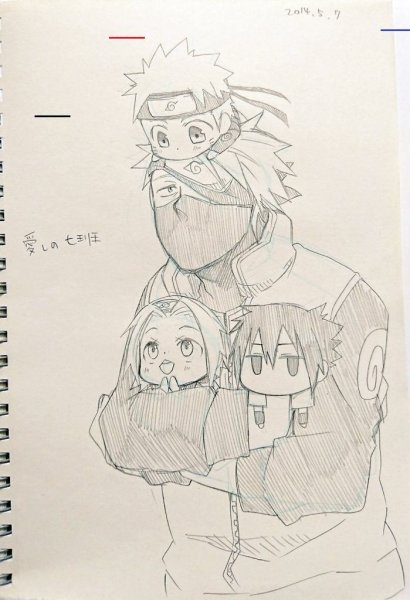 Наруто Саске Сакура Какаши скетч