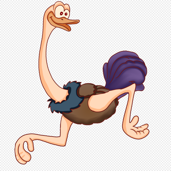 Страус мультяшный бегает