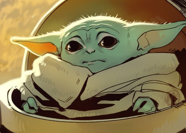 Маленький йода с чашкой