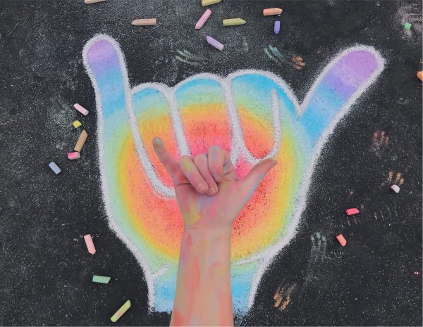 Рисование мелками руки