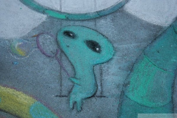 Единорог мелками на асфальте