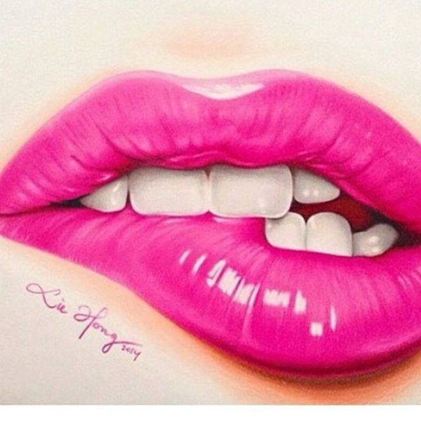 Розовые губы рисунок
