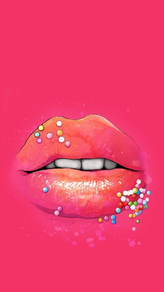 Губы на розовом фоне