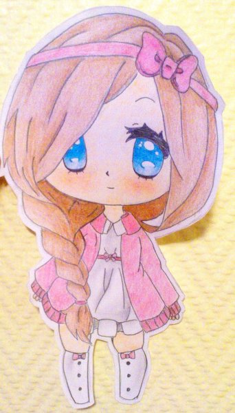 Аниме Чиби цветными карандашами