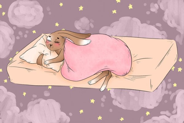 Зайчик спит в кроватке