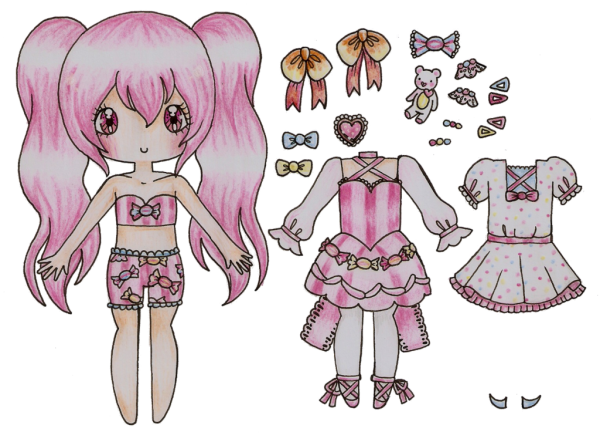 Кавайные бумажные куклы