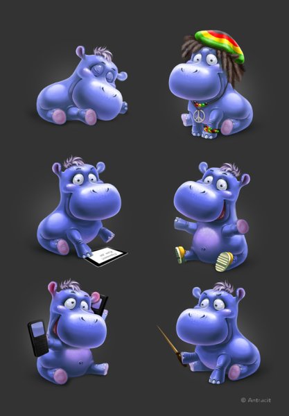 Милые бегемотики мультяшные