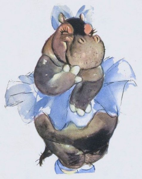 Бегемот акварелью