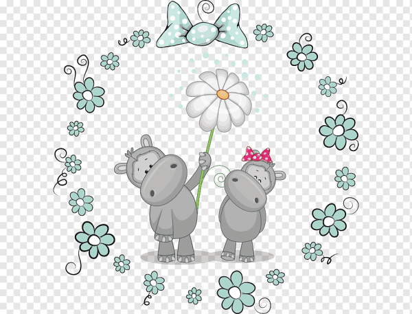 Бегемотик с цветочком